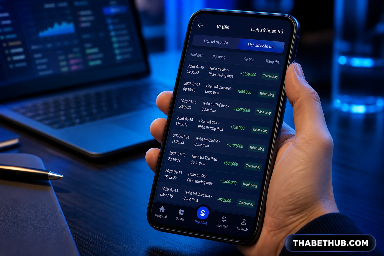 Hai kiểu tính hoàn trả thể thao — minh họa ThabetHub