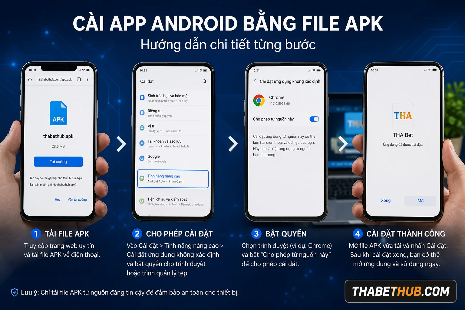 Vì sao cần tải app qua file APK trên Android — minh họa ThabetHub Vì sao cần tải app qua file APK trên Android — minh họa ThabetHub