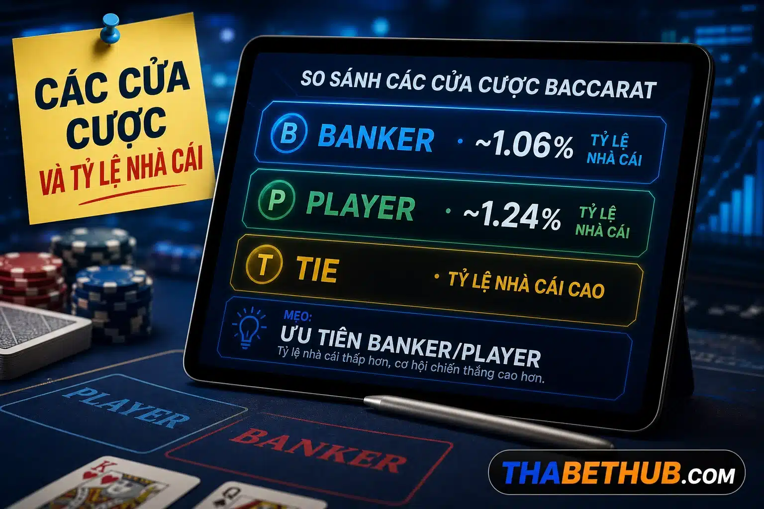 Các cửa cược và tỷ lệ nhà cái — minh họa ThabetHub Các cửa cược và tỷ lệ nhà cái — minh họa ThabetHub