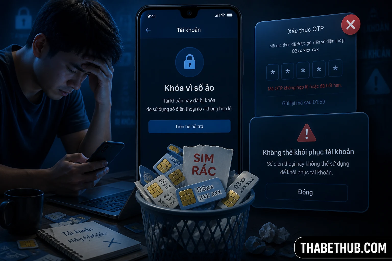 OTP mật khẩu và chuỗi bảo mật — minh họa ThabetHub OTP mật khẩu và chuỗi bảo mật — minh họa ThabetHub