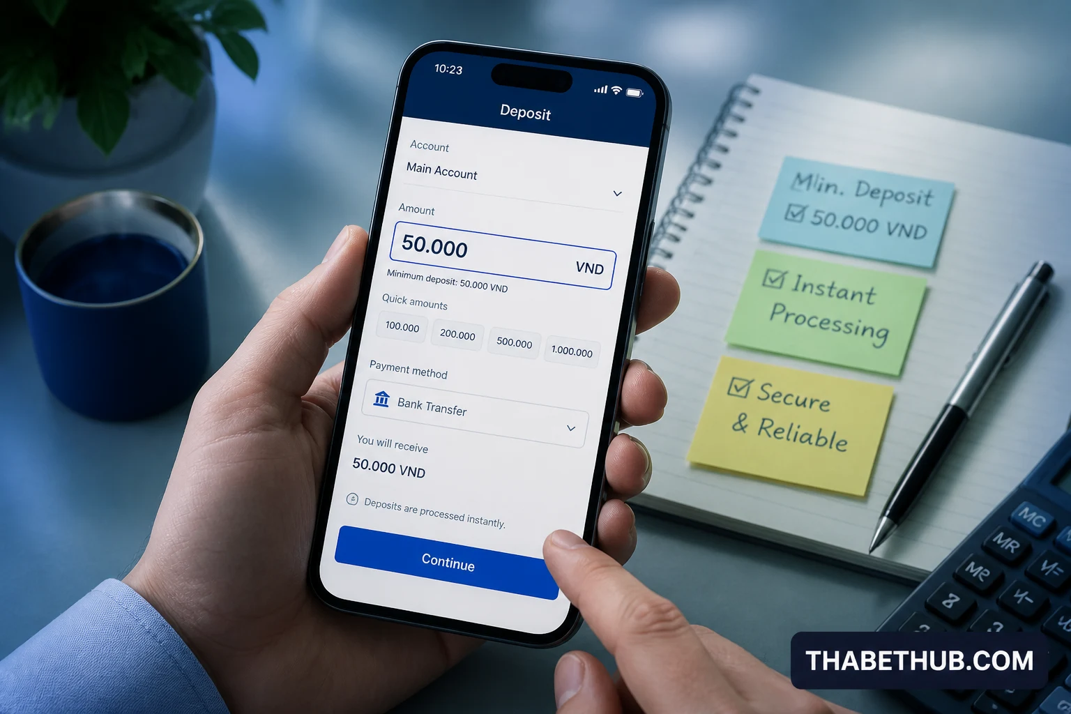 Mức nạp tối thiểu theo từng phương thức — minh họa ThabetHub