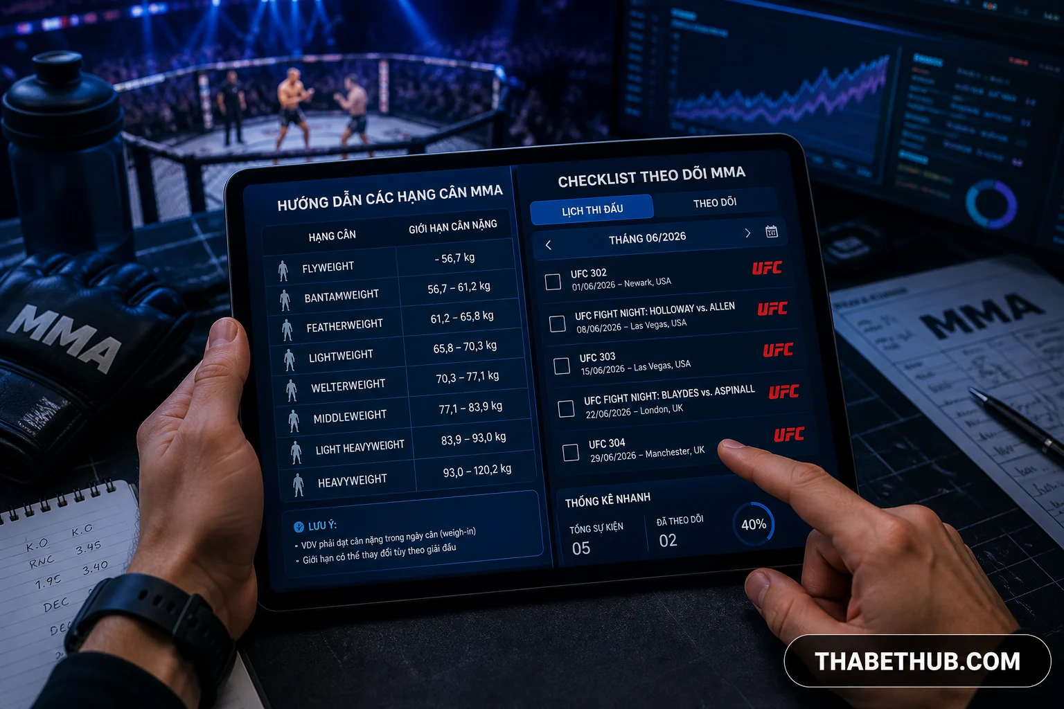 Các loại kèo MMA phổ biến — minh họa ThabetHub